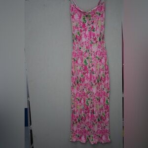 Floral Pink and Green Maxi Dress